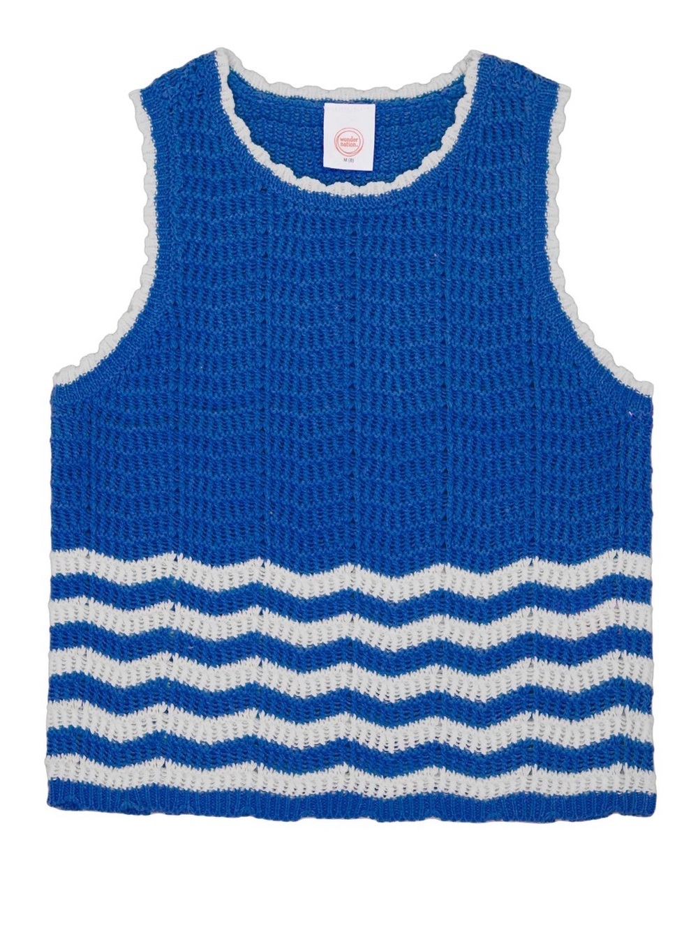 Kids Blue & White Knit Swim Tank Top